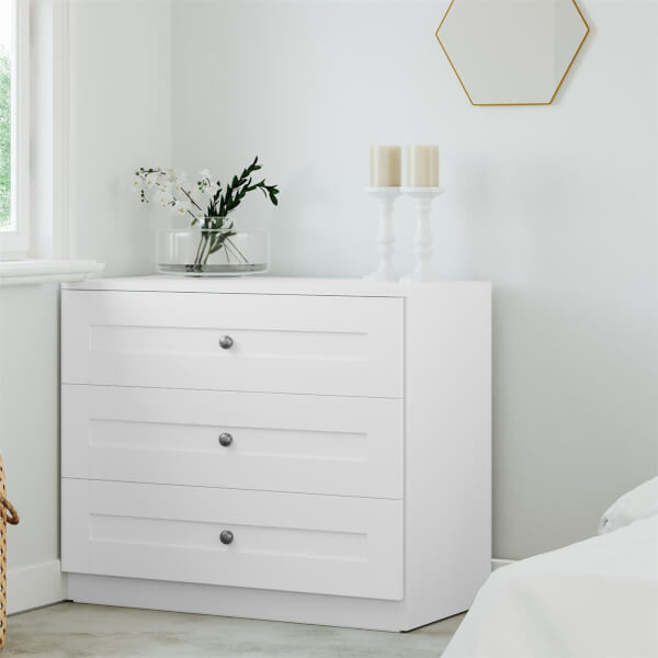 Modular Bedroom Shaker 3 Drawer Chest White Homebase