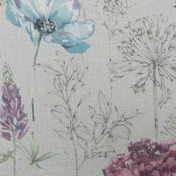 Fresco Floral Sketch Wallpaper Grey / Multi | Homebase