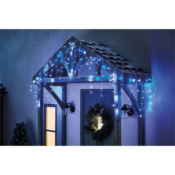 960 Icicle LED Lights White and Blue Mix Homebase
