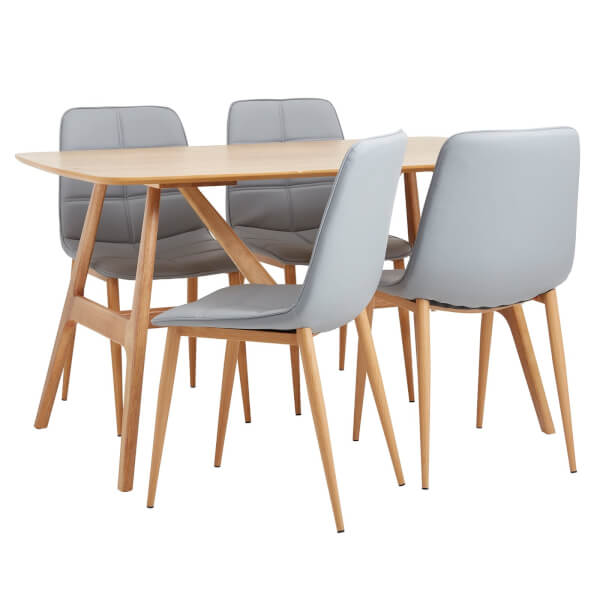 Goran 4 Seater Dining Set Torino Grey Chairs Homebase
