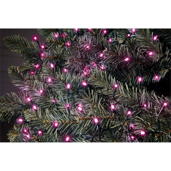 300 LED Timer Battery Lights Pink (Battery Operated) Homebase