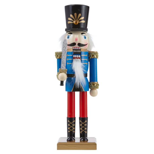 Blue Wooden Nutcracker Room Decoration 30cm Homebase
