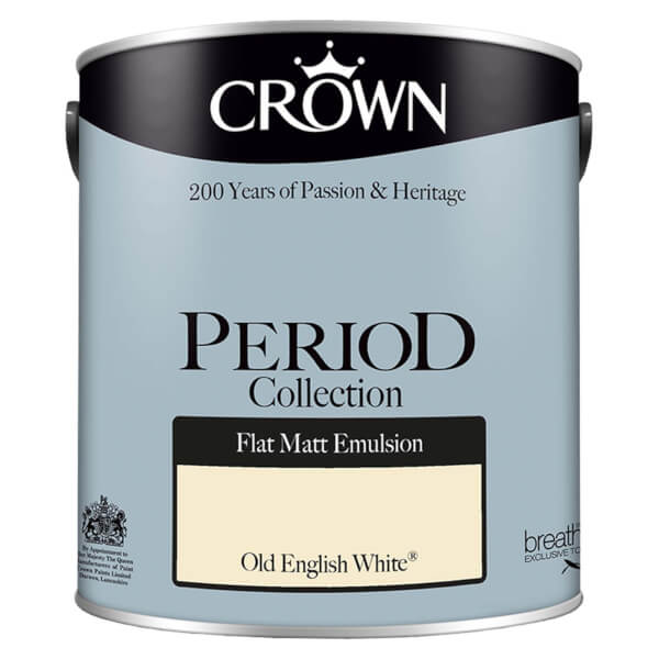 Crown Period Collection Old English White Flat Matt Paint - 2.5L | Homebase