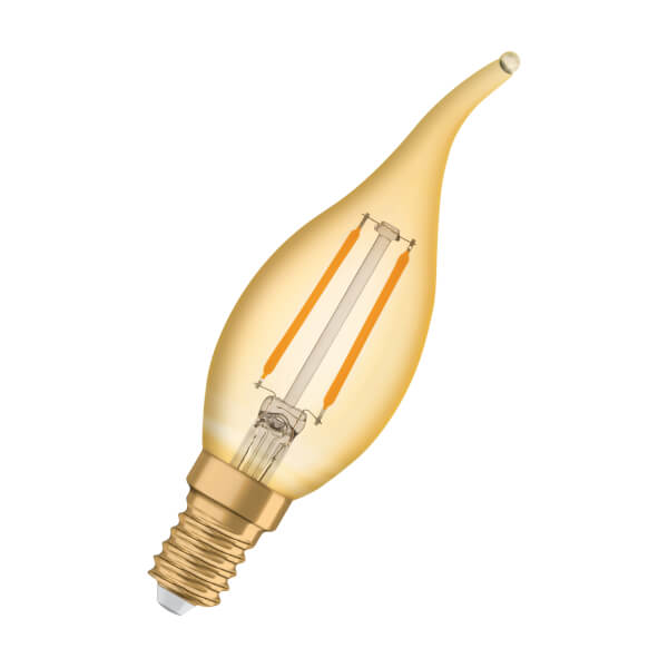 Osram 1906 LED Candle Vintage Gold 22W SES Light Bulb Homebase