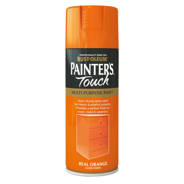 RustOleum Gloss Spray Paint Real Orange 400ml Homebase