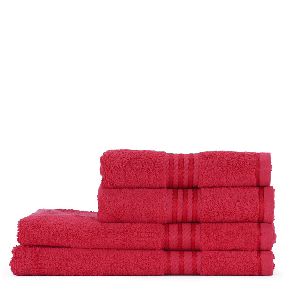 Restmor 100 Egyptian Cotton 4 Piece Supreme Towel Bale Set (500gsm) Red Homeware