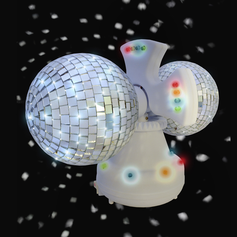 Twin Rotating LED Disco Ball White IWOOT
