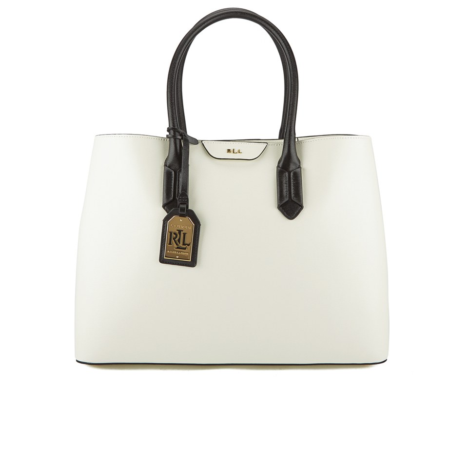 ralph lauren black nylon tote bag with gold initials