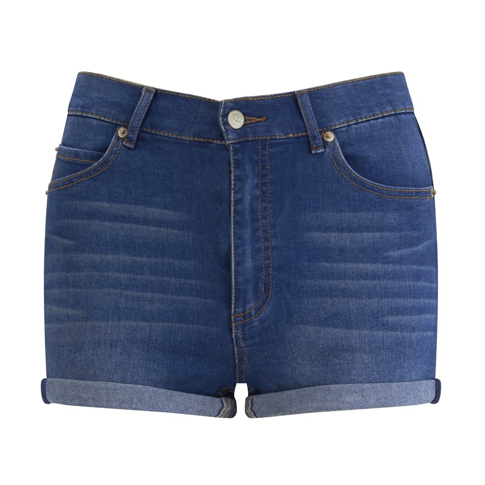 Cheap Monday Women's 'Short Skin' High-Waist Denim Shorts - Sonic