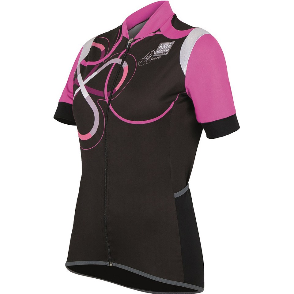 Santini Anna Women S Short Sleeve Print Jersey Black Rose Pink