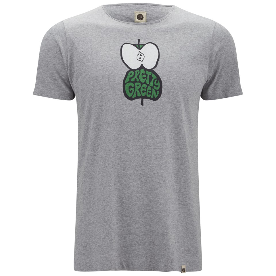Pretty Green Men S Apple Shadow Printed T Shirt Grey Marl