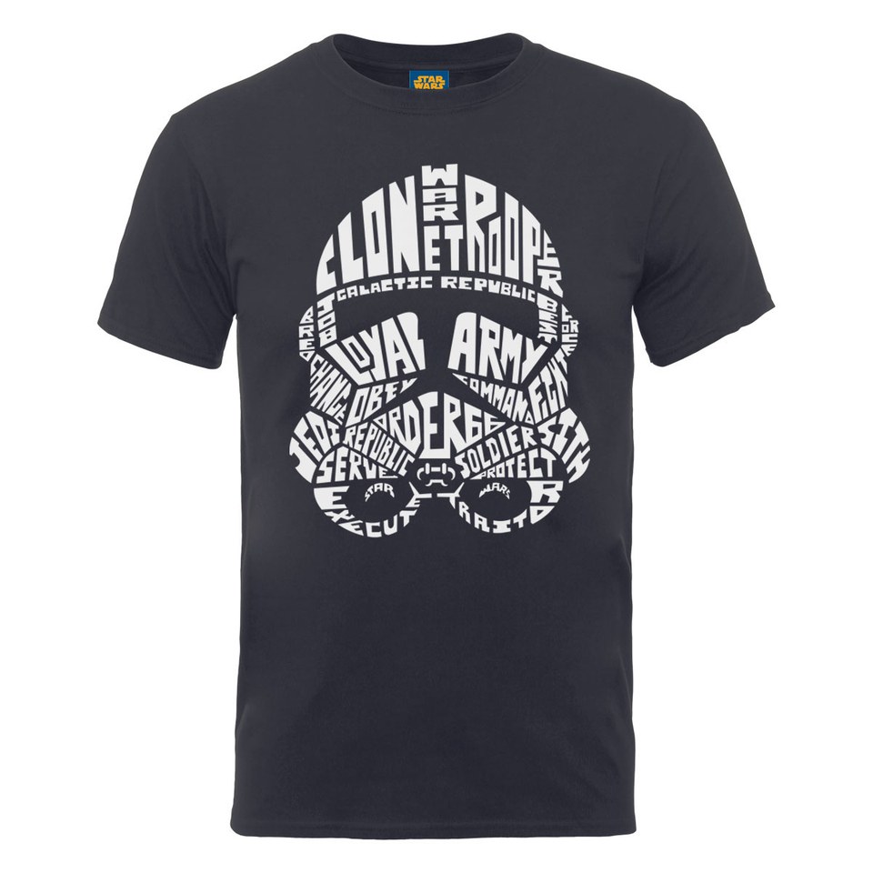 Star Wars Men's Clone Trooper Text Head TShirt Charcoal Merchandise