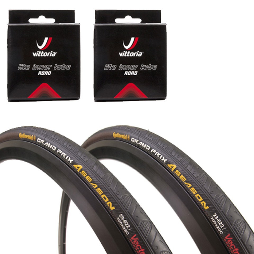 Continental Grand Prix 4season Folding Road Tyre Tube Twin Pack