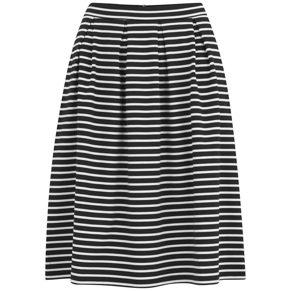 VILA Women's Jaeger Stripe Midi Skirt - Black Womens Clothing | TheHut.com