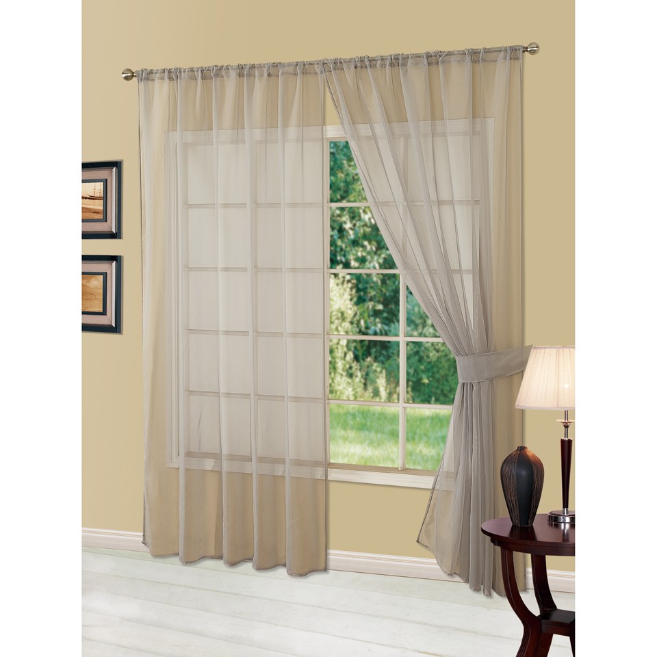 Dreamscene Voile Slot Top Panel Curtains Silver IWOOT