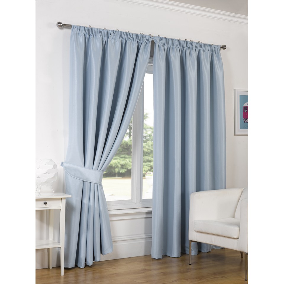 Dreamscene Faux Silk Blackout Curtains Duck Egg Iwoot