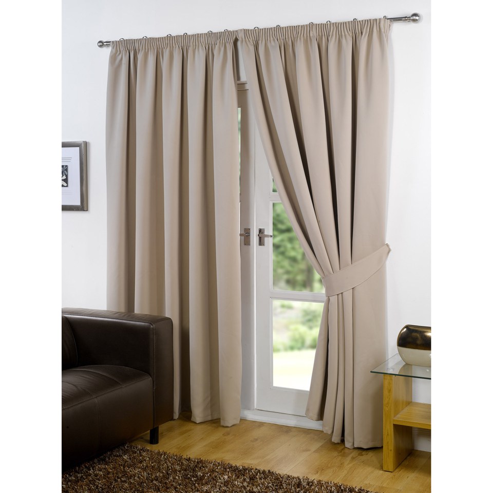 Dreamscene Blackout Pencil Pleat Curtains Beige Iwoot