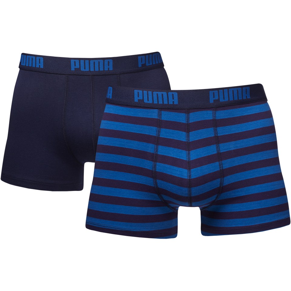 Puma Men's 2 Pack Striped Boxers - Navy/Royal Mens Underwear | Zavvi