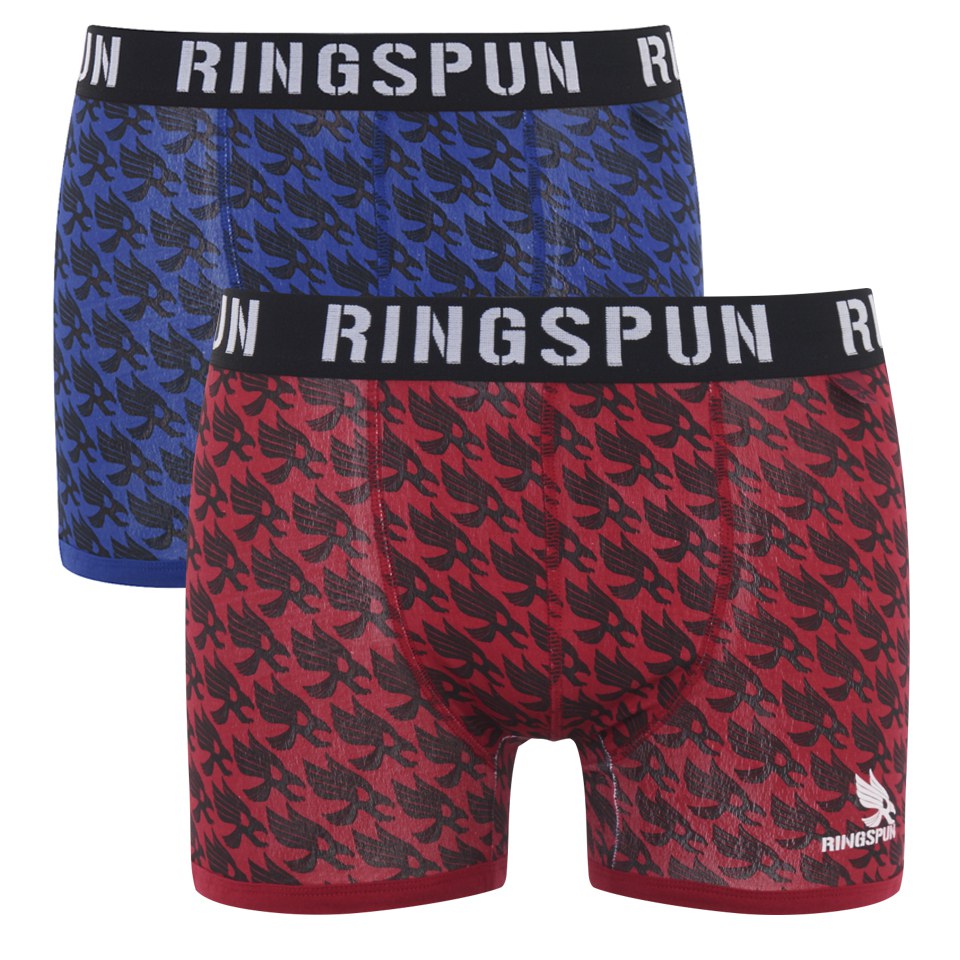 Ringspun Men's Astwood 2 Pack Boxers - Strong Blue/Red Mens Underwear ...