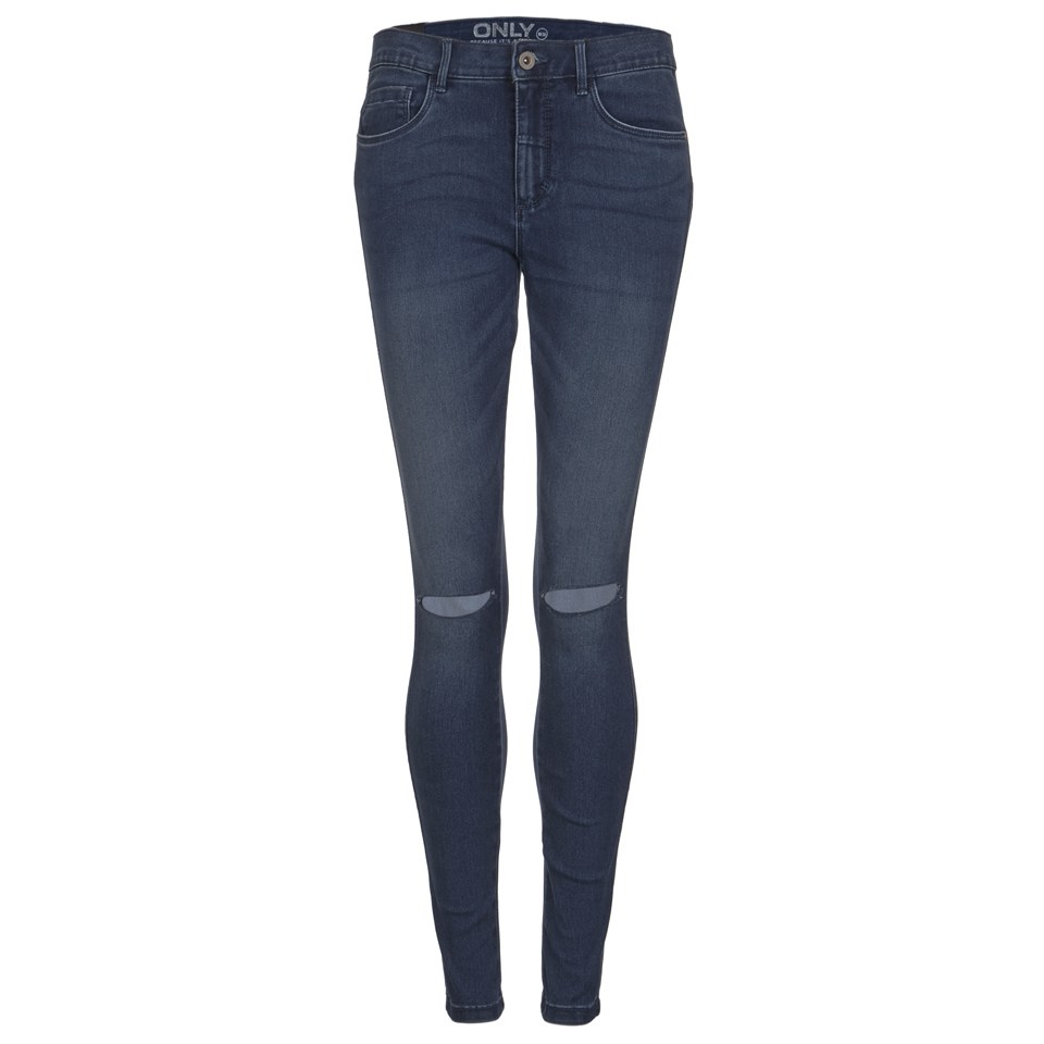 ONLY Women's Royal Reg Kneecut Jeans - Medium Blue Denim Clothing ...