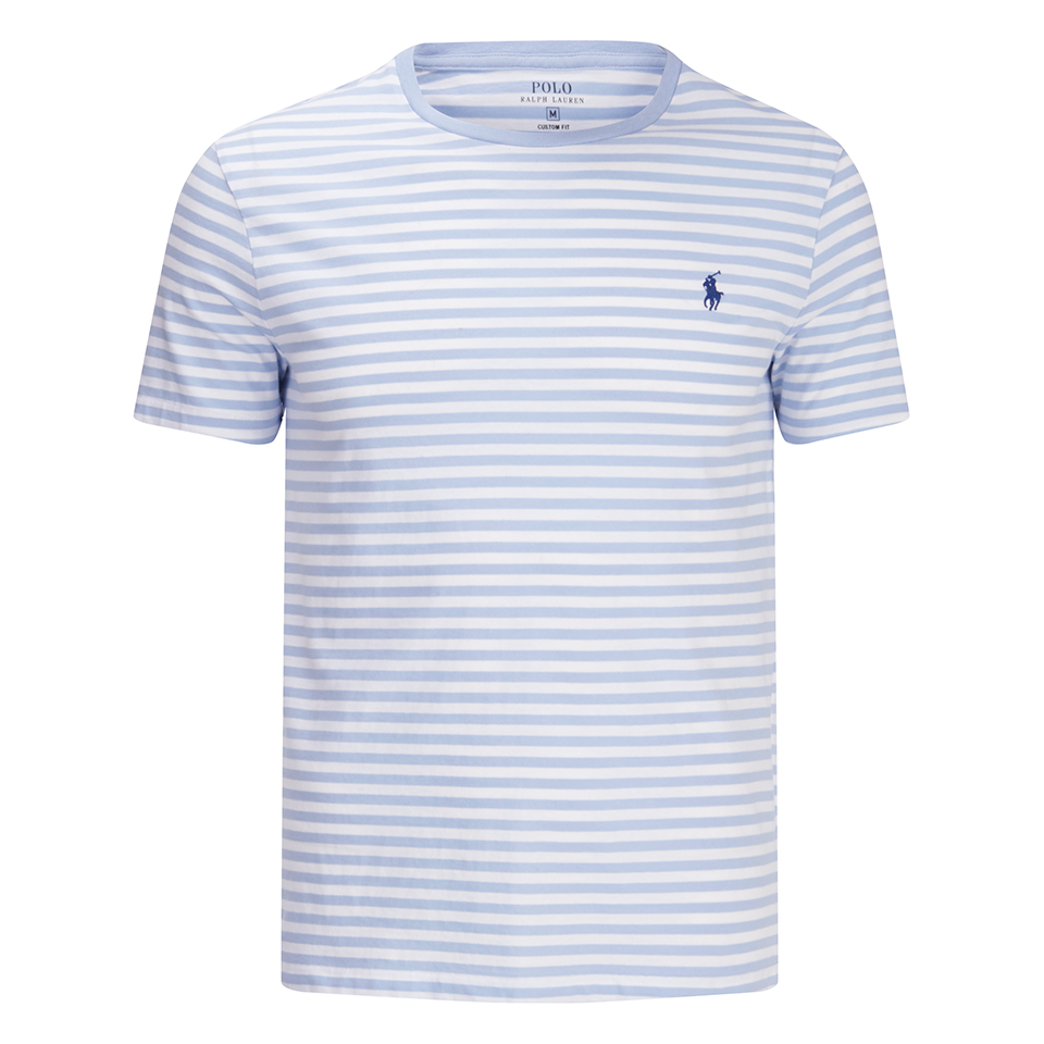 ralph lauren blue and white striped t shirt