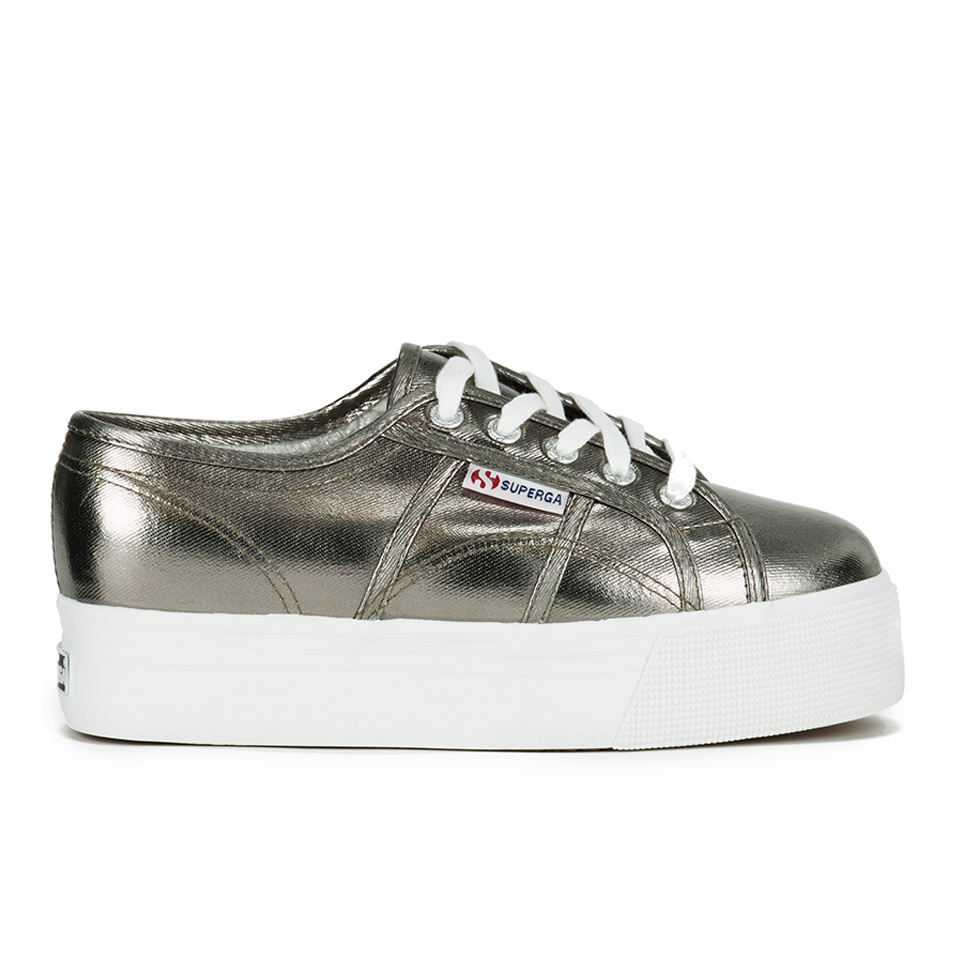 superga 2790 silver double sole flatform trainers