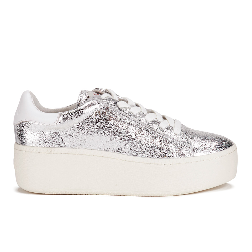 metallic flatform trainers