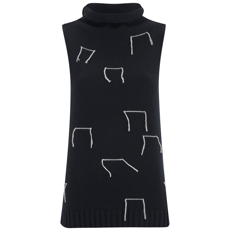 Paul by Paul Smith Women's Sleeveless High Neck Knitted Jumper Navy
