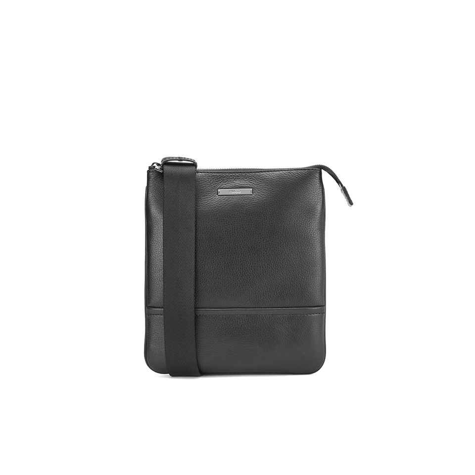 HUGO Men's Element Zip Leather Crossbody Bag - Black - Free UK Delivery ...