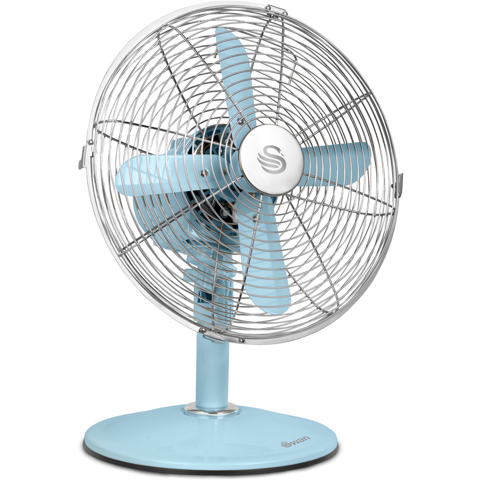 Swan Sfa1010bln Retro Desk Fan Blue 12 Inch Homeware Zavvi