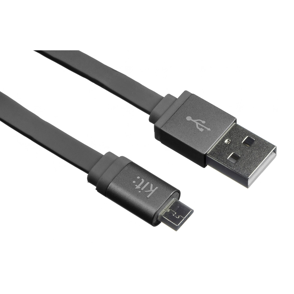 Kit USB to Micro USB Data & Charge Flat Cable Metallic Space Grey