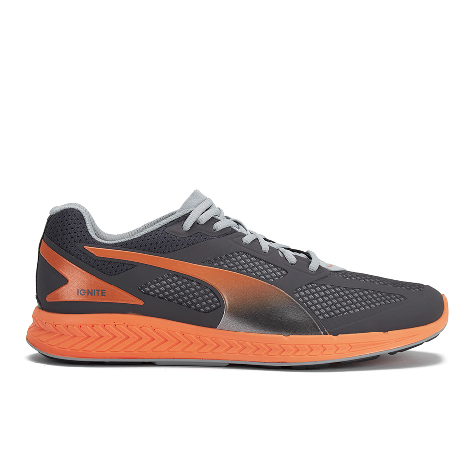Puma Men's Ignite Mesh Running Trainers - Grey/Orange Mens Footwear | Zavvi