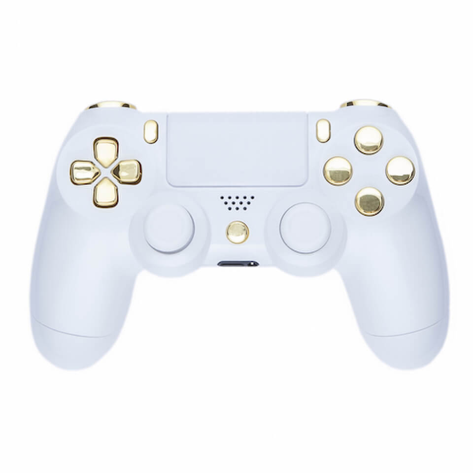 PlayStation DualShock 4 Custom Controller - White & Gold ...