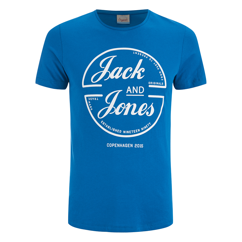 Jack & Jones Men's Originals Copenhagen T-Shirt - Mykonos Blue Clothing ...