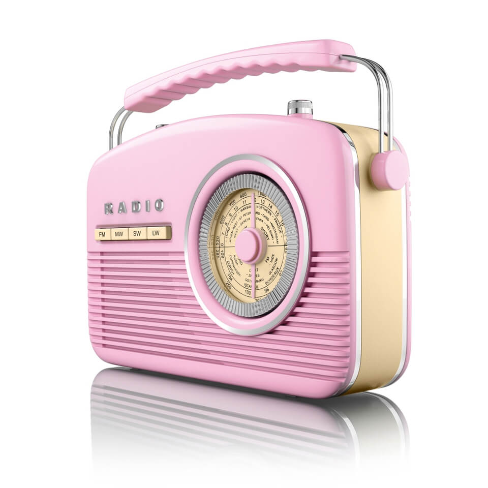 Akai Vintage 50s Style Portable Retro AM/FM Radio - Pink ...
