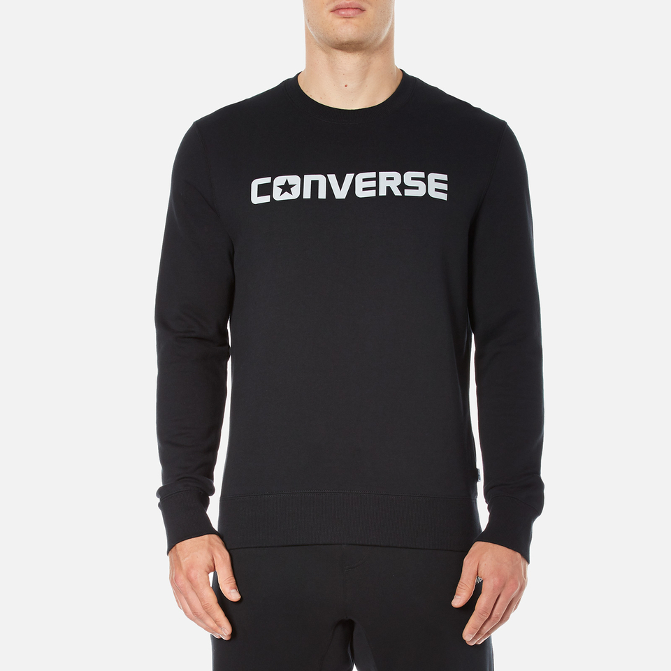 Converse Men's All Star Shield Reflective Print Crew Sweatshirt - Black ...