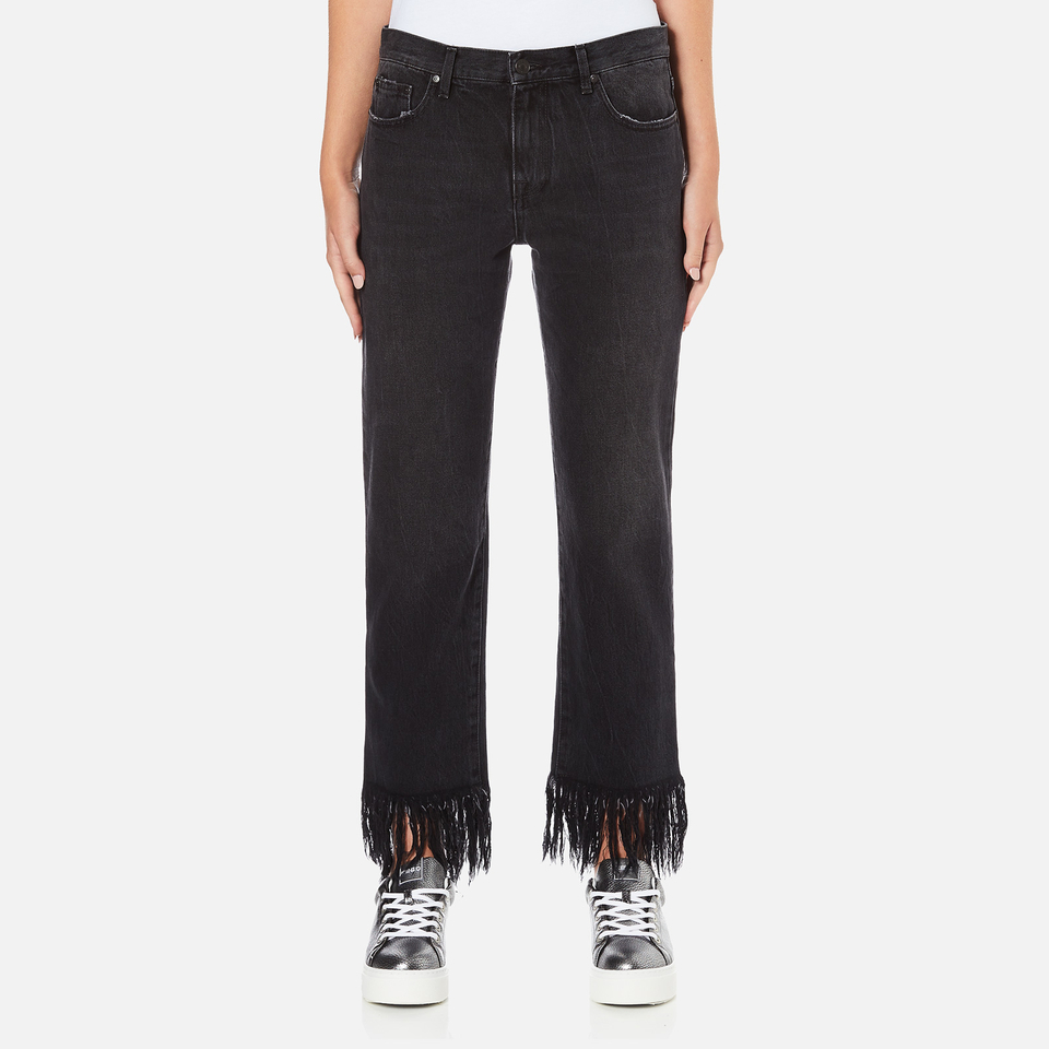 womens skinny jeans with fringe at the bottom