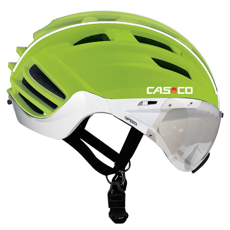 Casco Speedster Aero Road Helmet Green Clear Visor Probikekit Uk