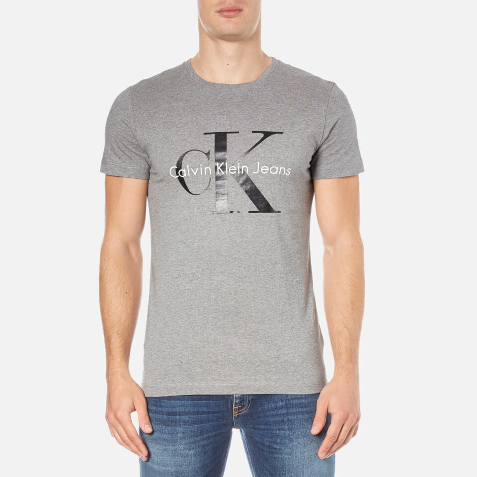 Calvin Klein Men's Re-Issue Crew Neck T-Shirt - Mid Grey Heather ...