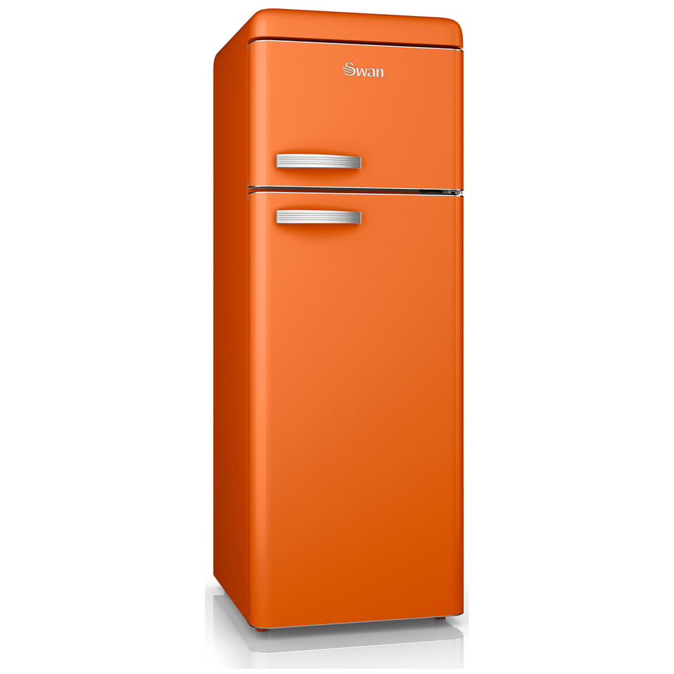 Swan SR11010ON Retro Top Mounted Fridge Freezer Orange IWOOT UK