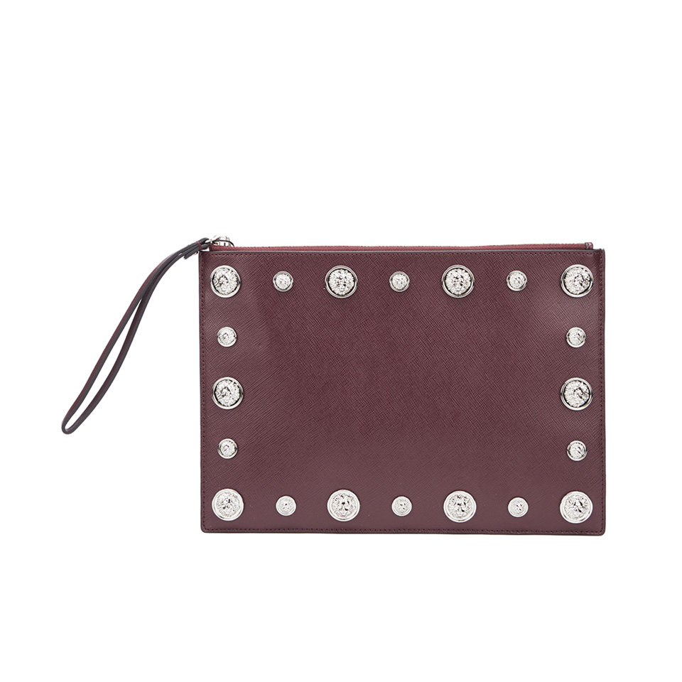 oxblood clutch bag