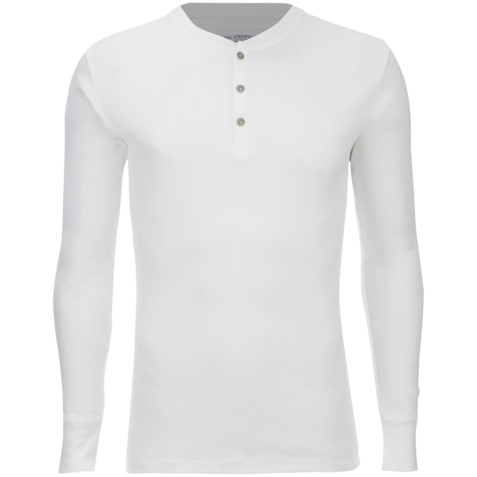 T-Shirt mens white jules long sleeve button placard crew neck top