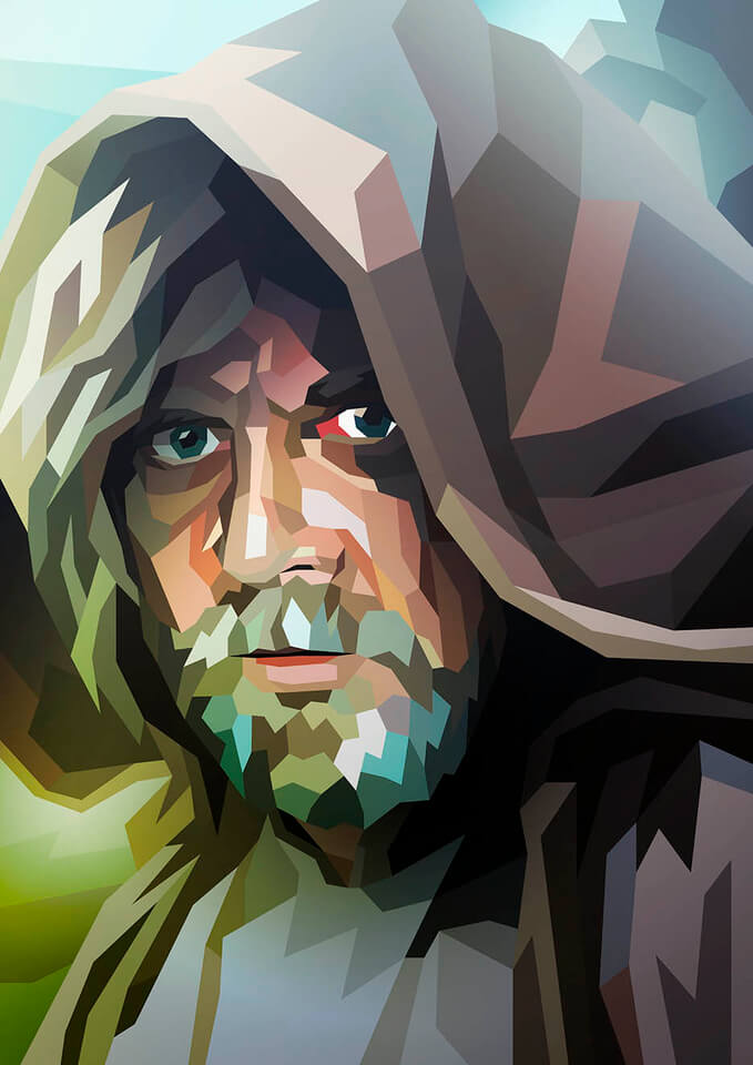 Star Wars Luke Skywalker Inspired Illustrative Fine Art Print 16 5 X 11 7