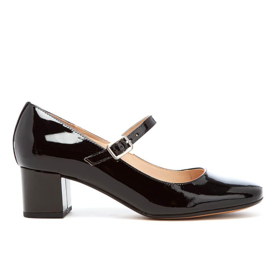 Clarks Women's Chinaberry Pop Patent Mary Jane Mid Heels - Black Womens ...