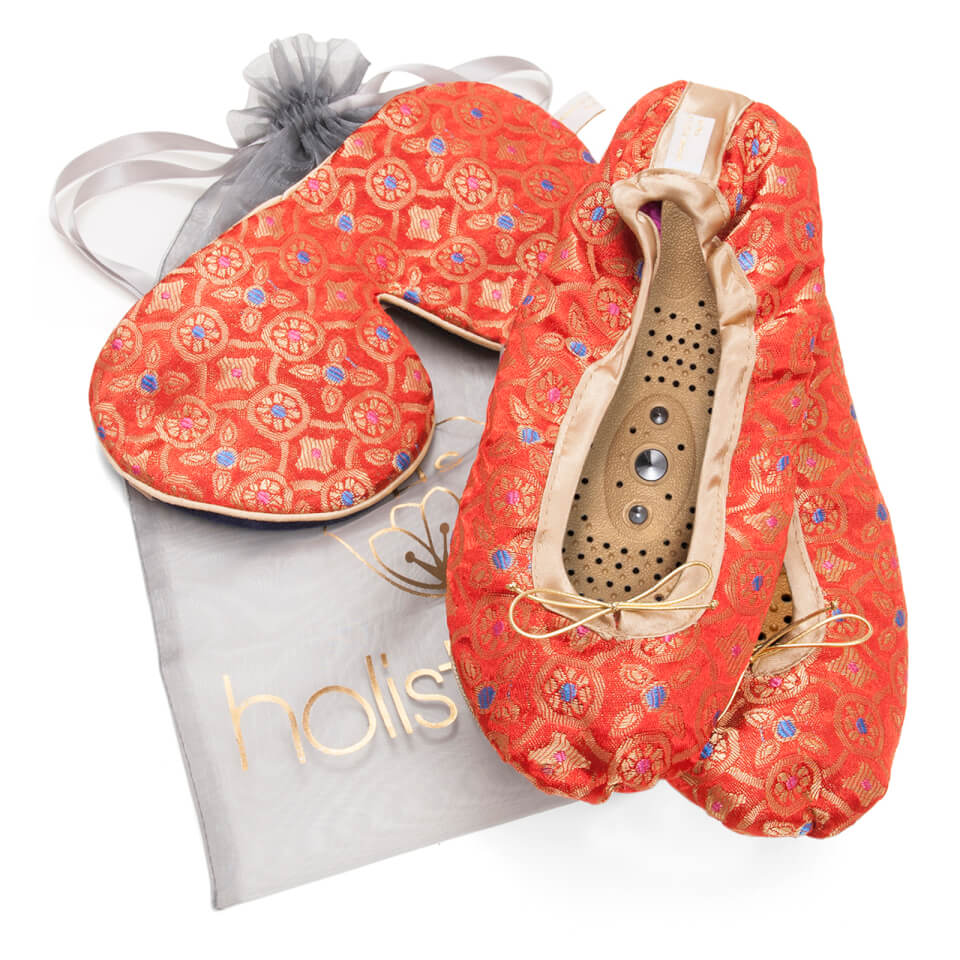 Holistic Silk Eye Mask Slipper Gift Set Tibetan Orange (Various Sizes