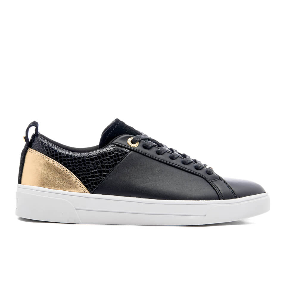 metallic leather cupsole trainers