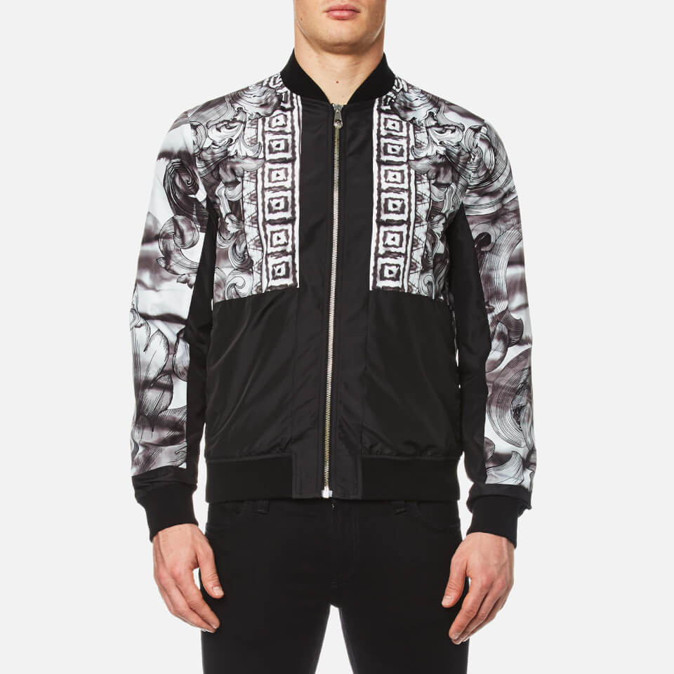 Versace Collection Men's Shoulder Print Bomber Jacket Black Clothing