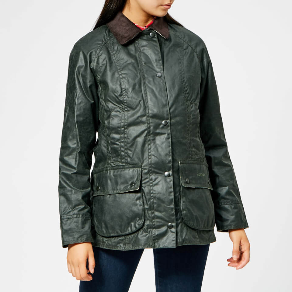 Barbour Women's Beadnell Wax Jacket Sage Free UK Delivery Available