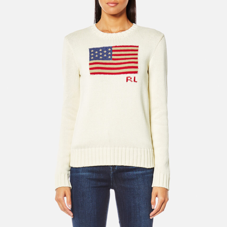 Polo Ralph Lauren Women's Crew Neck Flag Jumper - Cream Multi - Free UK Delivery over Â£50