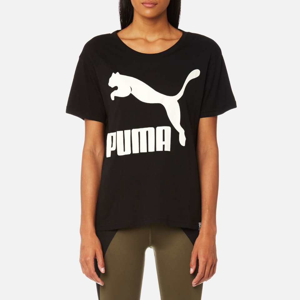 Puma Women's Archive Logo Short Sleeve T-Shirt - Cotton Black Womens ...